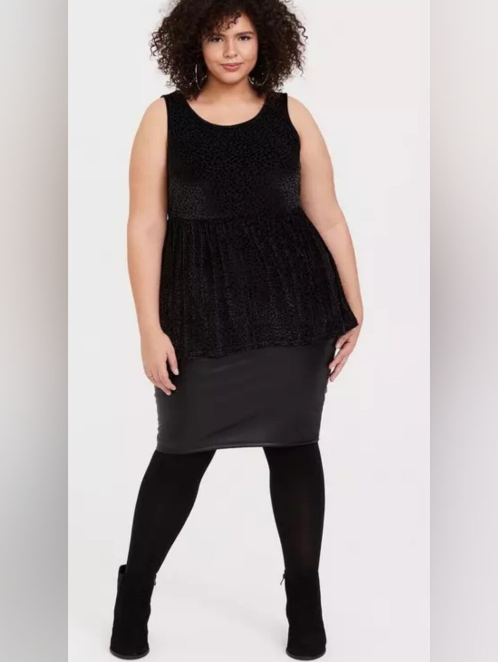 Velvet Burnout Peplum Top